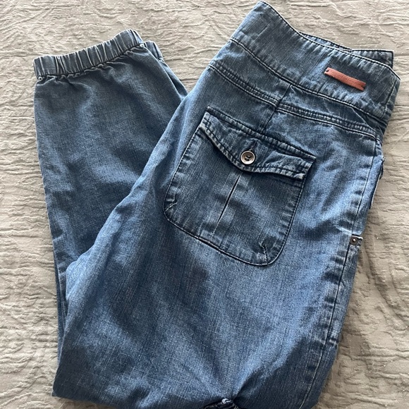 Anthropologie Denim Cargo Jeans in Mid Blue - Picture 2 of 7